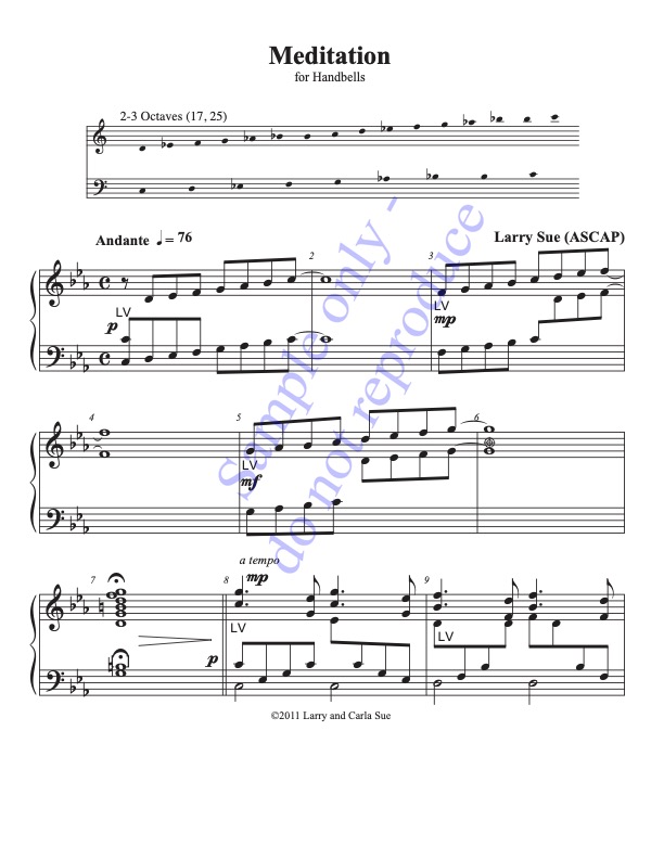 Meditation (Handbells, 2-3 octaves, Level 2) - page 1