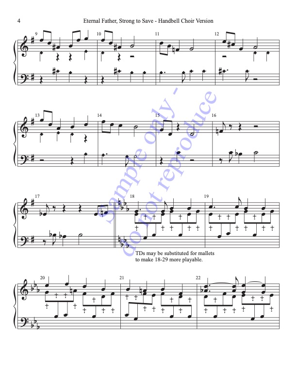 Eternal Father, Strong to Save (MELITA) (Handbells, 2 octaves, plus handchimes, 2 octaves, Level 3), page 2