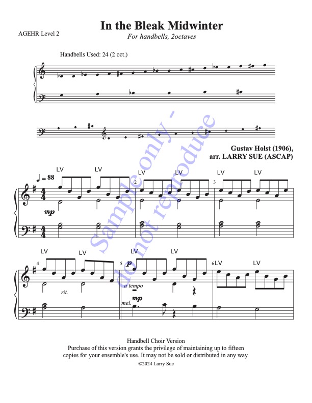 In the Bleak Midwinter (Handbells, 2 octaves, plus handchimes, 2 octaves) - page 1