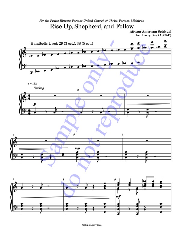 Rise Up, Shepherd, and Follow (Handbells, 3/5 octaves, Level 3) - page 1