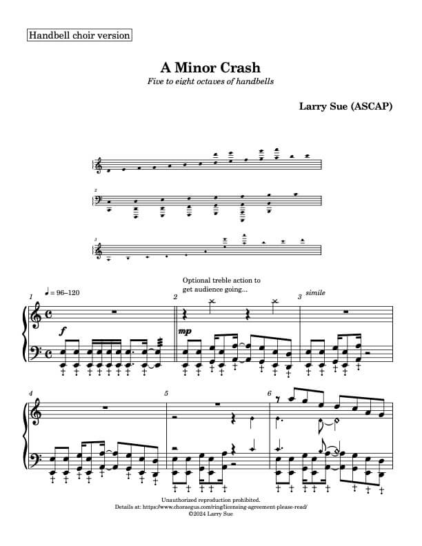 A Minor Crash (Handbells, 5-8 octaves, Level 4), page 1