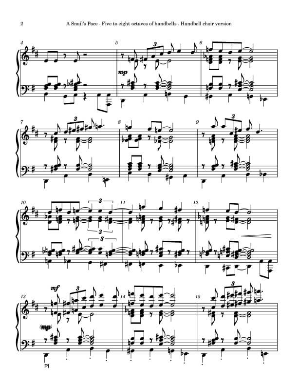 A Snail's Pace (Handbells, 5-8 octaves, Level 5+), page 2