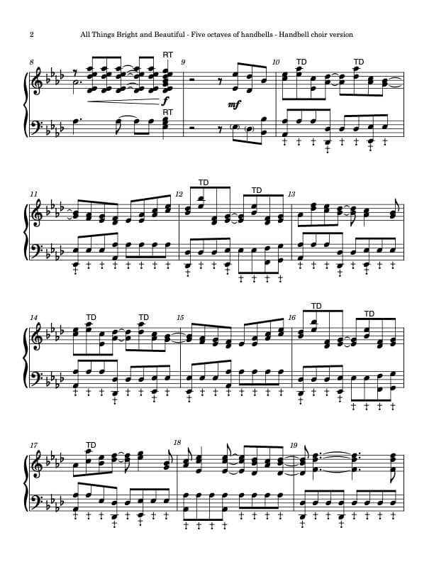 All Things Bright and Beautiful (ROYAL OAK) (Handbells 3/5 octaves, Level 3+), page 2