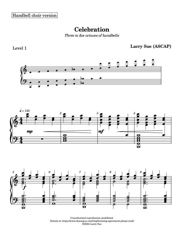 Celebration (Handbells, 3-5 octaves, Level 1), page 1