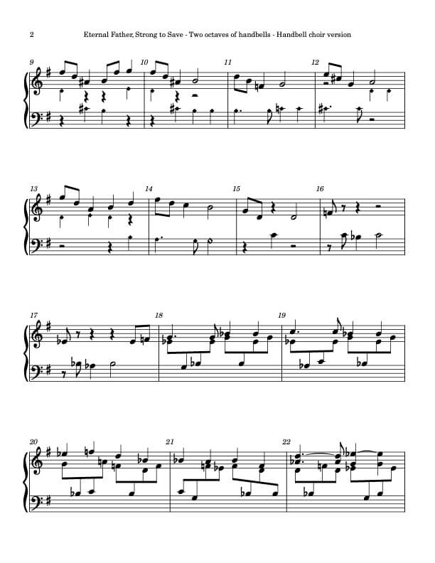 Eternal Father, Strong to Save (MELITA) (Handbells, 2 octaves, plus handchimes, 2 octaves, Level 3), page 2