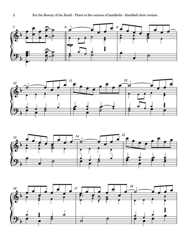 For the Beauty of the Earth (DIX) (Handbells, 3-5 octaves, Level 3-), page 2