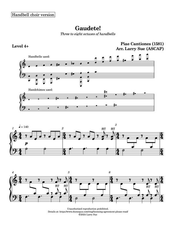 Gaudete! (Handbells, 3-8 octaves, plus handchimes, 3-4 octaves, Level 4+), page 1