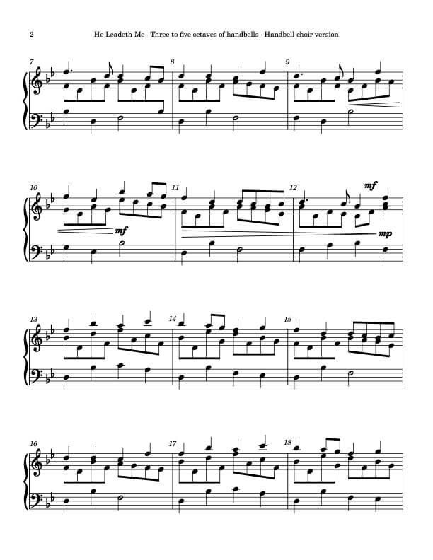 He Leadeth Me (AUGHTON) (Handbells, 3 or 5 octaves, Level 3), page 2