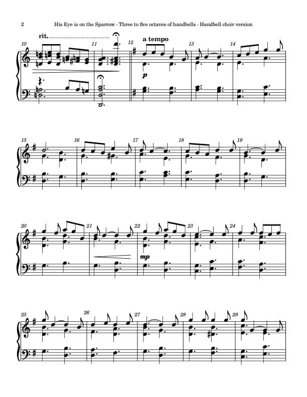 His Eye is on the Sparrow (SPARROW, handbells, 3 or 5 octaves, plus handchimes, 3-5 octaves, Level 3), page 2