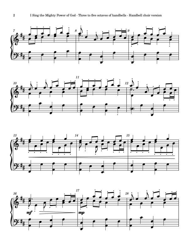 I Sing the Mighty Power of God (ELLACOMBE) (Handbells, 3-5 octaves, Level 3+), page 2