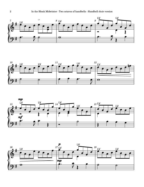 In the Bleak Midwinter (Handbells, 2 octaves, plus handchimes, 2 octaves, Level 2) - page 2