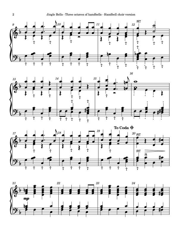 Jingle Bells (Handbells, 3 octaves, Level 3-), page 2