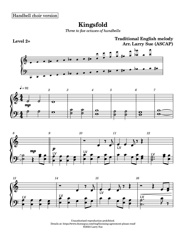 Kingsfold (KINGSFOLD) (Handbells, 3-5 octaves, Level 2+), page 1