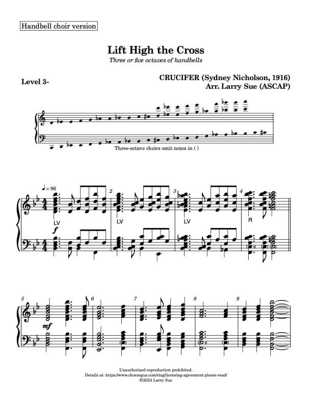 Lift High the Cross, 3/5 octaves, page 1