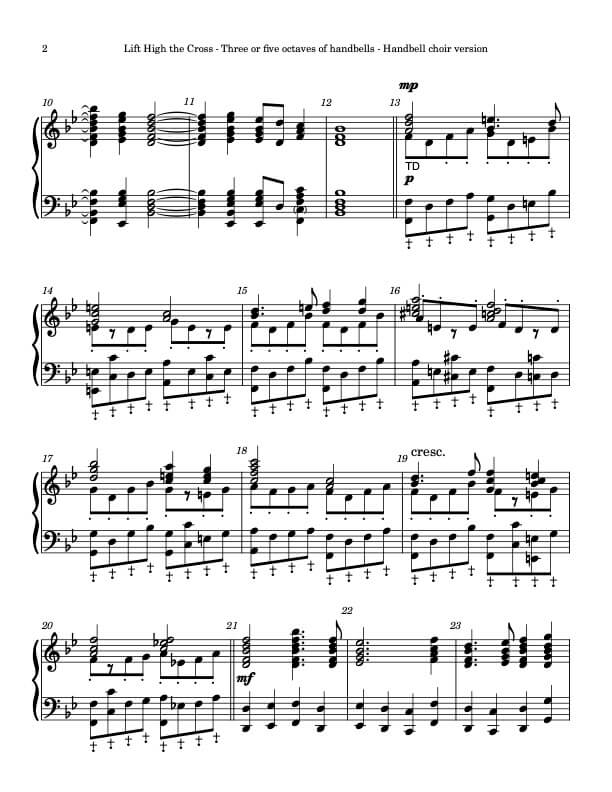 Lift High the Cross (Handbells, 2 octaves, Level 3-), page 2