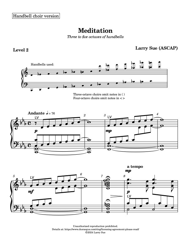 Meditation (Handbells 3-5 octaves, Level 2), page 1