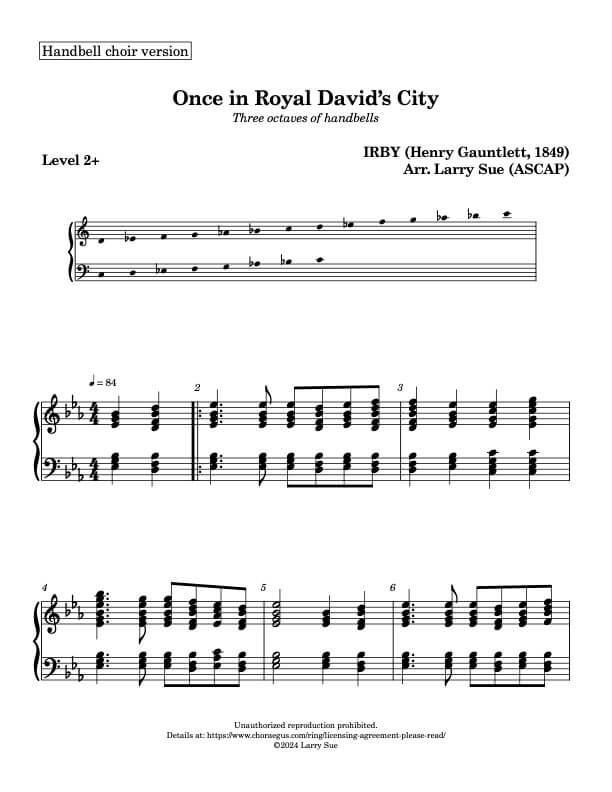 Once in Royal David's City (Handbells, 3 octaves, Level 2+)