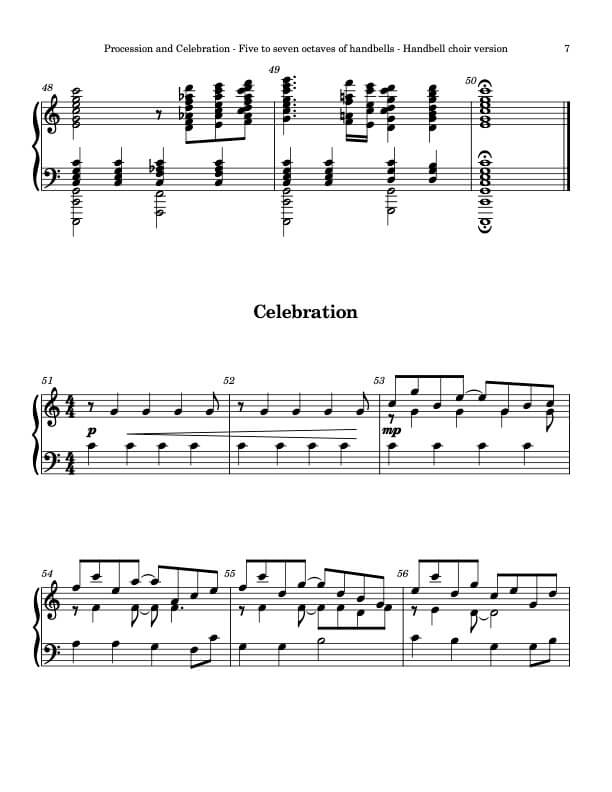 Procession and Celebration (Handbells, 5-7 octaves, plus handchimes, 2 octaves, Level 4) - page 3