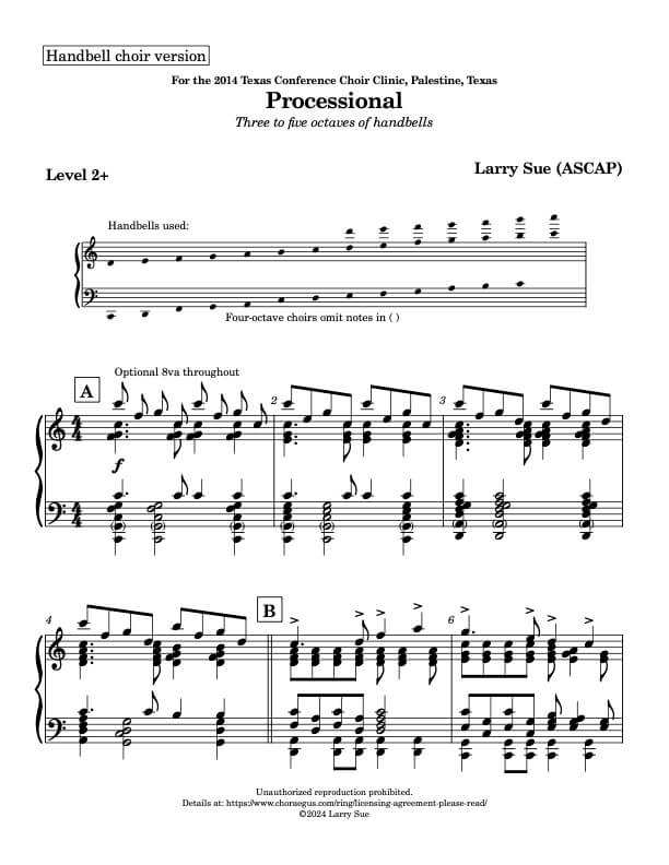 Processional, TCCC 2014 (Handbells 3-5 octaves, Level 3-), page 1