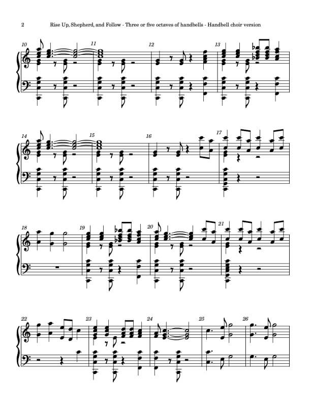 Rise Up Shepherd, and Follow (Handbells, 3/5 octaves, Level 3) - page 2