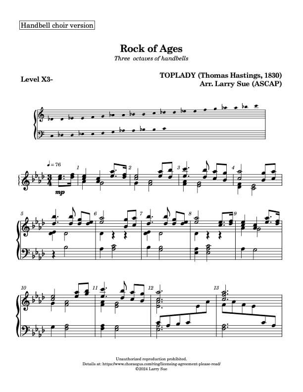 Rock of Ages (Handbells, 3 octaves, Level 3-), page 1