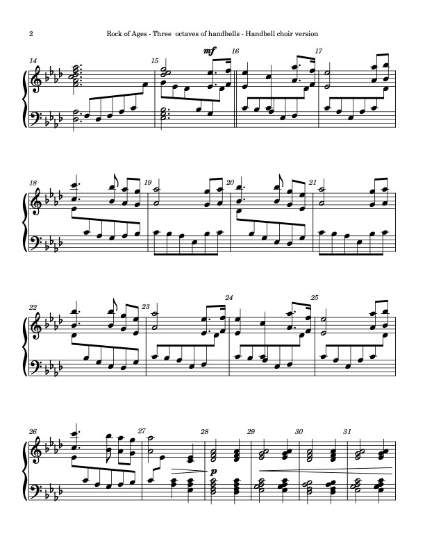 Rock of Ages (Handbells, 3 octaves, Level 3-), page 2