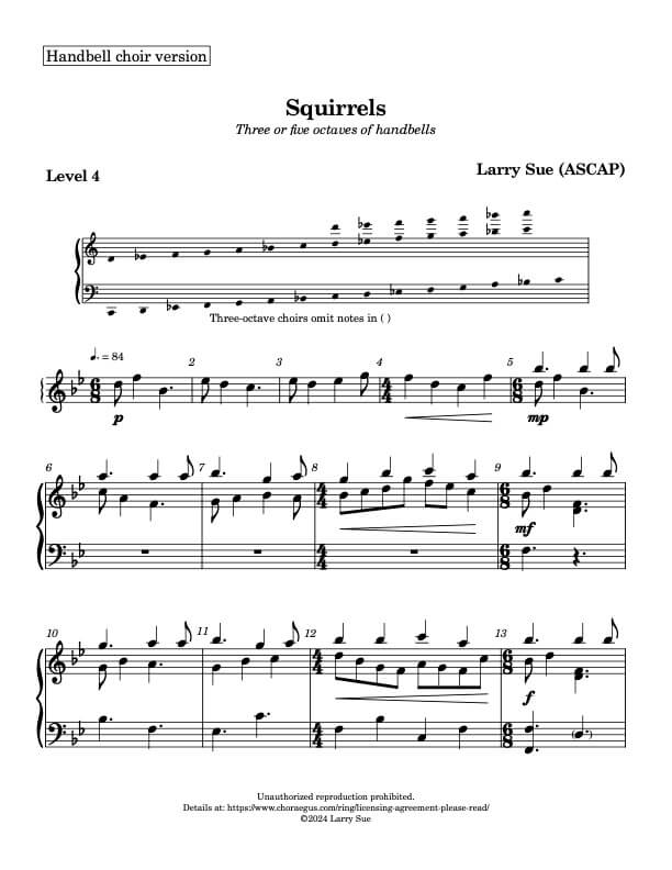 Squirrels (Handbells, 3 or 5 octaves, Level 4) - page 1