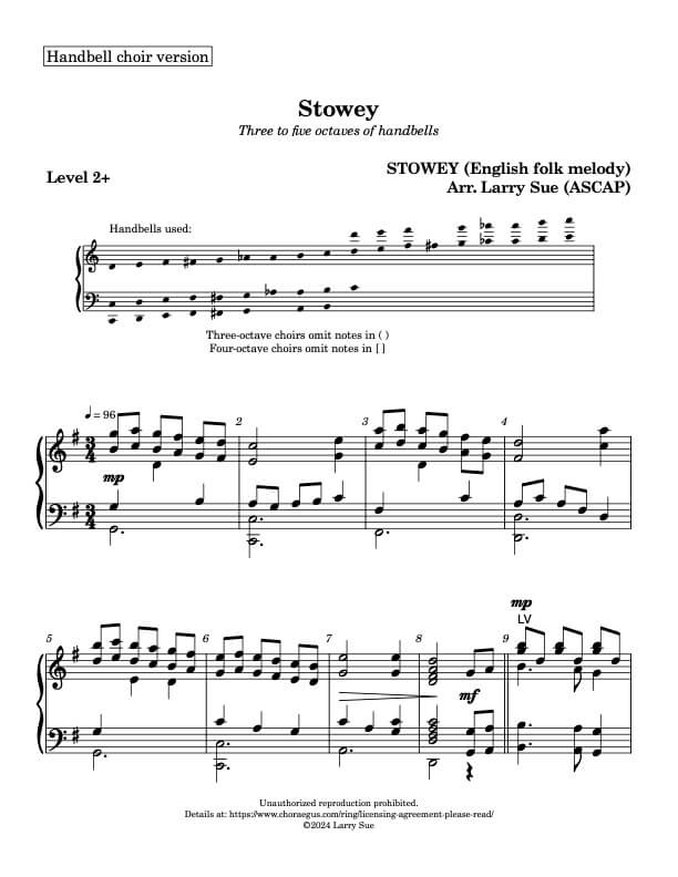 Stowey (STOWEY) (Handbells, 3-5 octaves, Level 2+), page 1