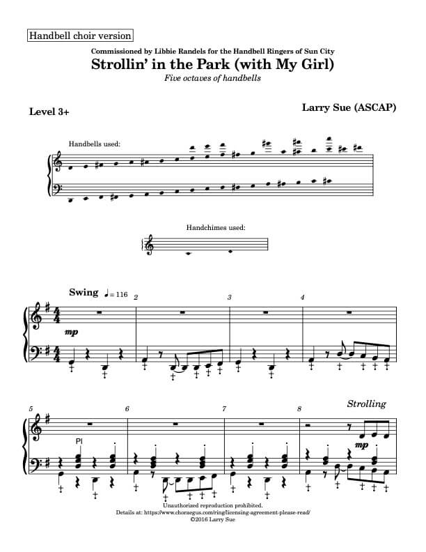 Strollin' in the Park (Handbells, 5 octaves, Level 3+), page 1