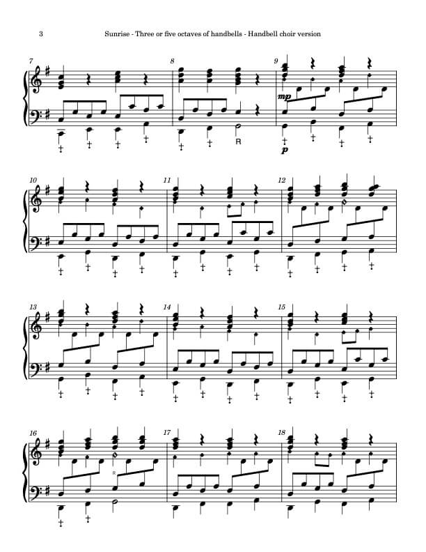 Sunrise (SUNRISE)(Handbells, 3 or 5 octaves, plus handchimes, 2 octaves, Level 2+) – page 2