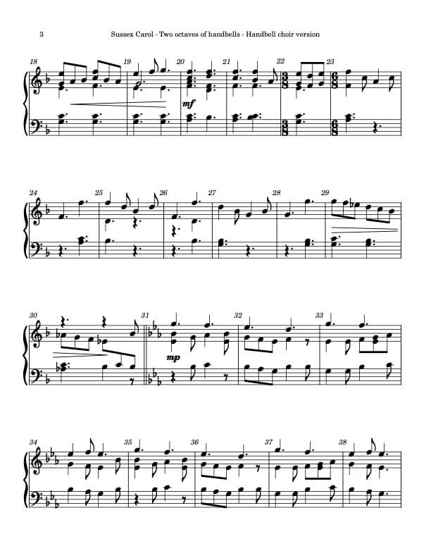 Sussex Carol (Handbells, 2 octaves, Level 3) - page 2