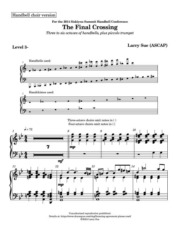 The Final Crossing (Handbells, 3-6 octaves, Level 3-), page 1