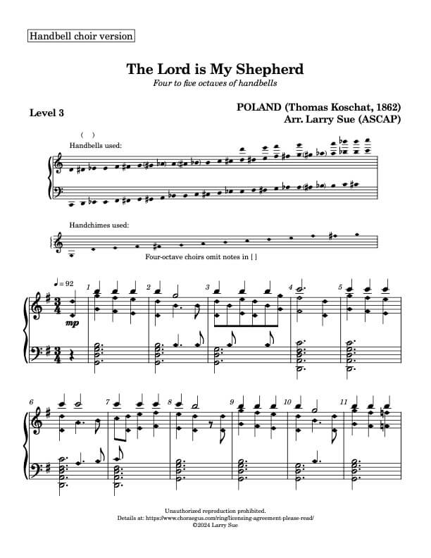 The Lord is My Shepherd (POLAND) (Handbells, 4/5 octaves, Level 3), page 1