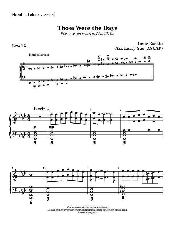 Those Were the Days (Handbells, 5-7 octaves, Level 3+), page 1