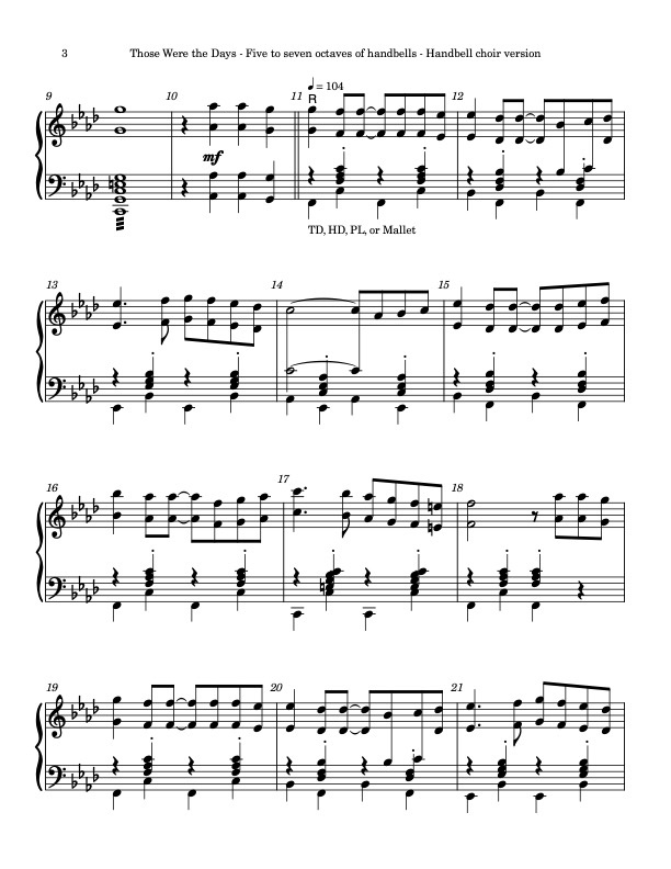 Those Were the Days (Handbells, 5-7 octaves, Level 3+), page 2