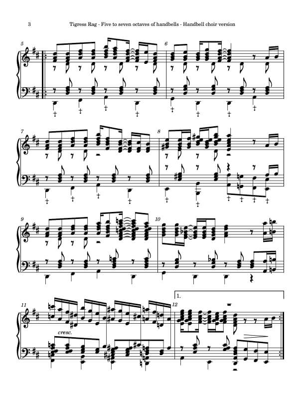 Tigress Rag (Handbells, 5-7 octaves, Level 5), page 2