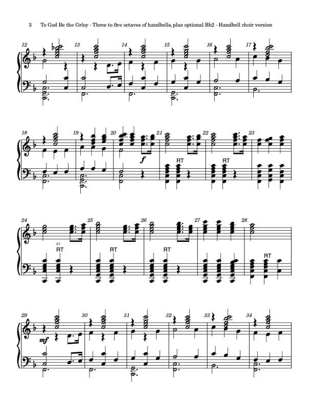 To God Be the Glory (Handbell choir, 3/5 octaves, Level 4-), page 2