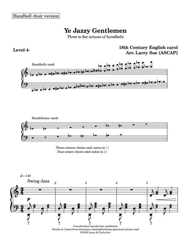 Ye Jazzy Gentlemen (Handbells, 5 octaves, Level 4-), page 1