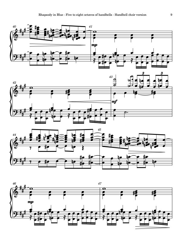 Rhapsody in Blue (Handbells, 5-8 octaves, plus handchimes, 5 octaves, Level 6+) - page 3