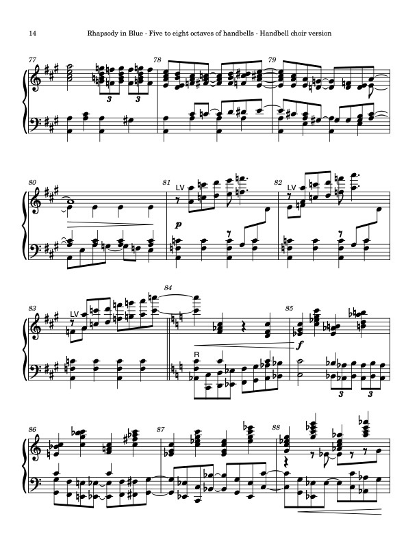 Rhapsody in Blue (Handbells, 5-8 octaves, plus handchimes, 5 octaves, Level 6+) - page 4