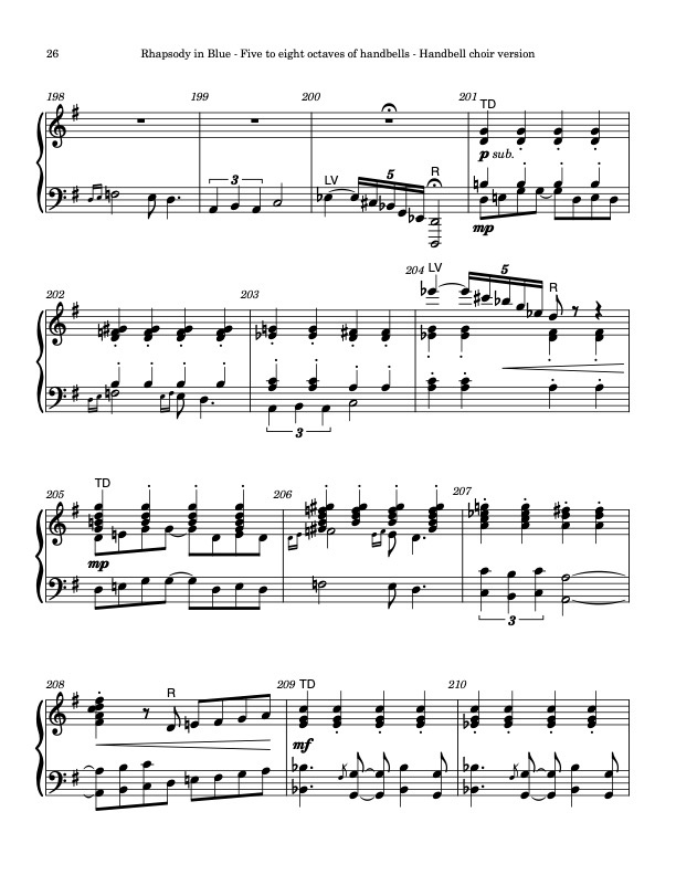 Rhapsody in Blue (Handbells, 5-8 octaves, plus handchimes, 5 octaves, Level 6+) - page 6