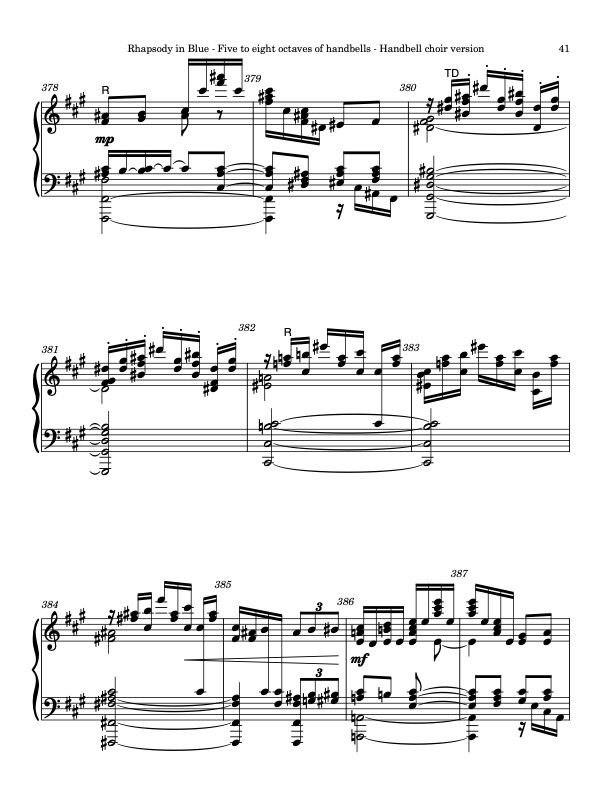 Rhapsody in Blue (Handbells, 5-8 octaves, plus handchimes, 5 octaves, Level 6+) - page 8