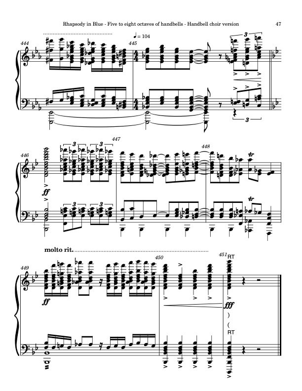 Rhapsody in Blue (Handbells, 5-8 octaves, plus handchimes, 5 octaves, Level 6+) - page 9