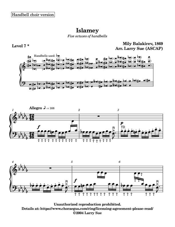 Islamey (Handbells, 5 octaves, Level 7*), page 1